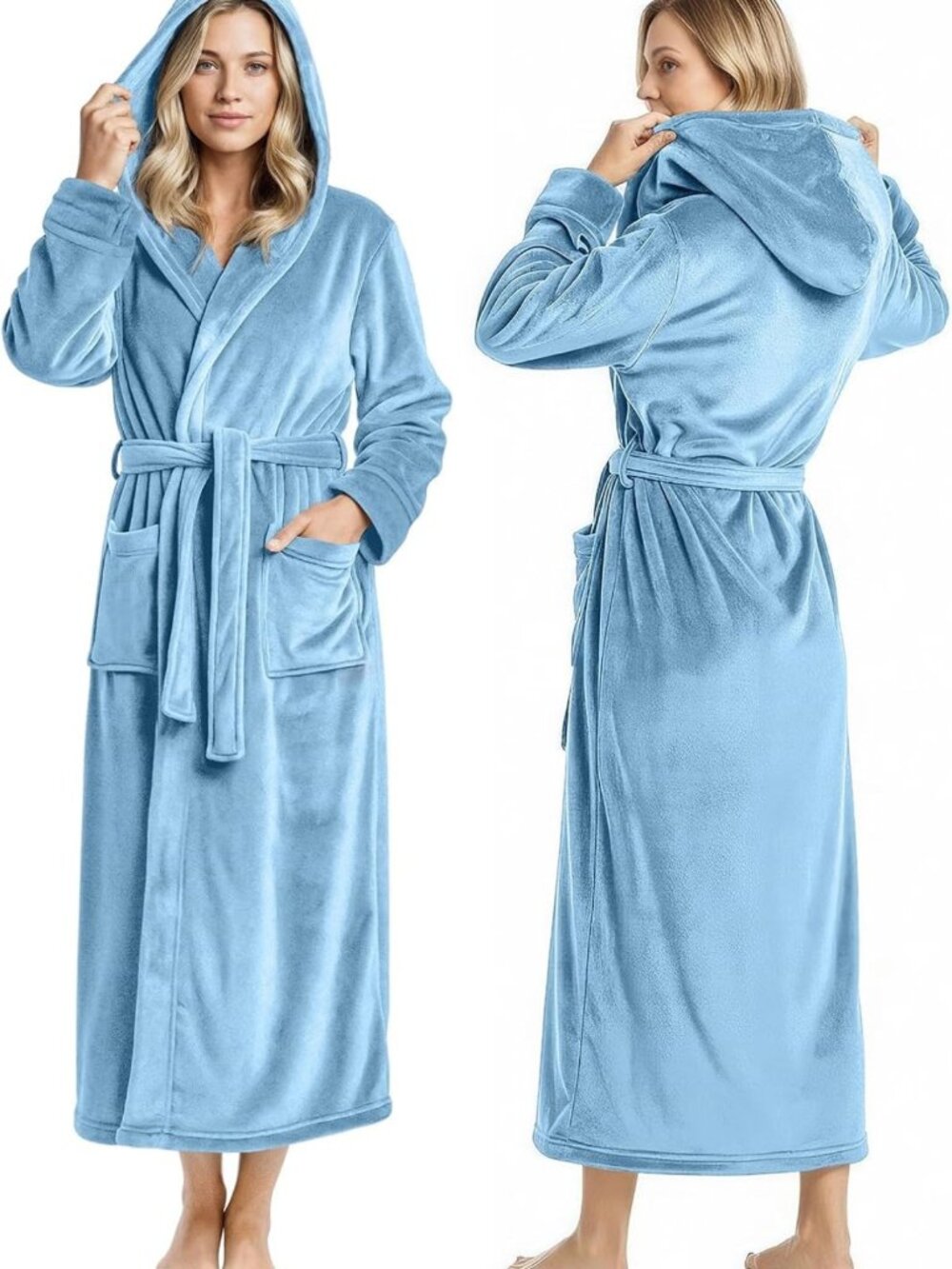 Cozy Hooded Plush Fleece Bathrobe for Women | Ultra Soft Long Robe